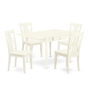 5-Piece Linen White Finish Solid Wood Top - Dining Room Set - Seats 4 - 1 of 4
