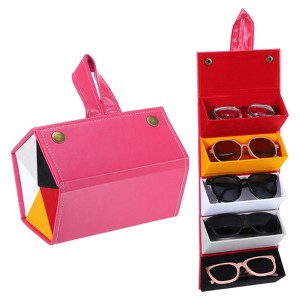 Unique Bargains Foldable PU Leather Sunglasses Eyewear Accessories Organizer - 1 of 4