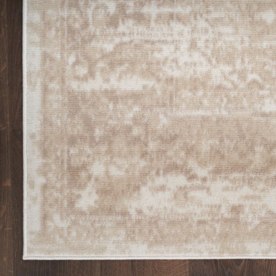 Ivory Beige Medallion 6' x 9' Stain-Resistant Area Rug