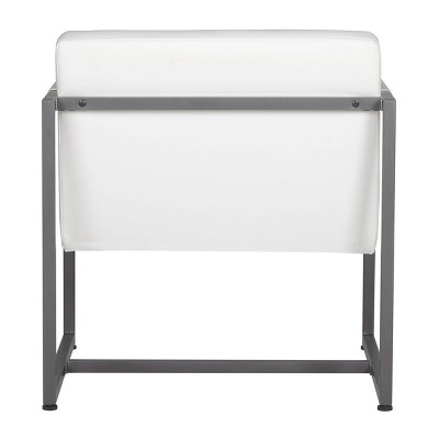 Camber White Leather Metal Mid-Century Modern Accent Chair
