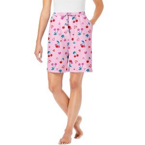 Dreams & Co. Plus Size Print Pajama Shorts - 1 of 4