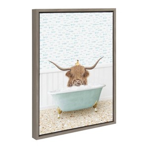 Kate & Laurel All Things Decor 18"x24" Sylvie Highland Cow & Duckling Art: Amy Peterson Studio, Nursery Decor - 1 of 4