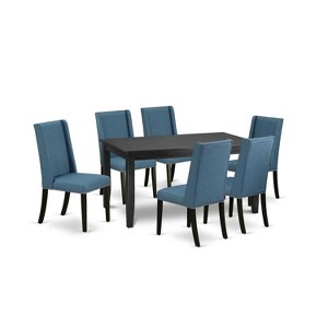 HomeStock 7-Piece Black Finish Solid Wood Top Dining Table with 6-Parson Chairs - 1 of 4