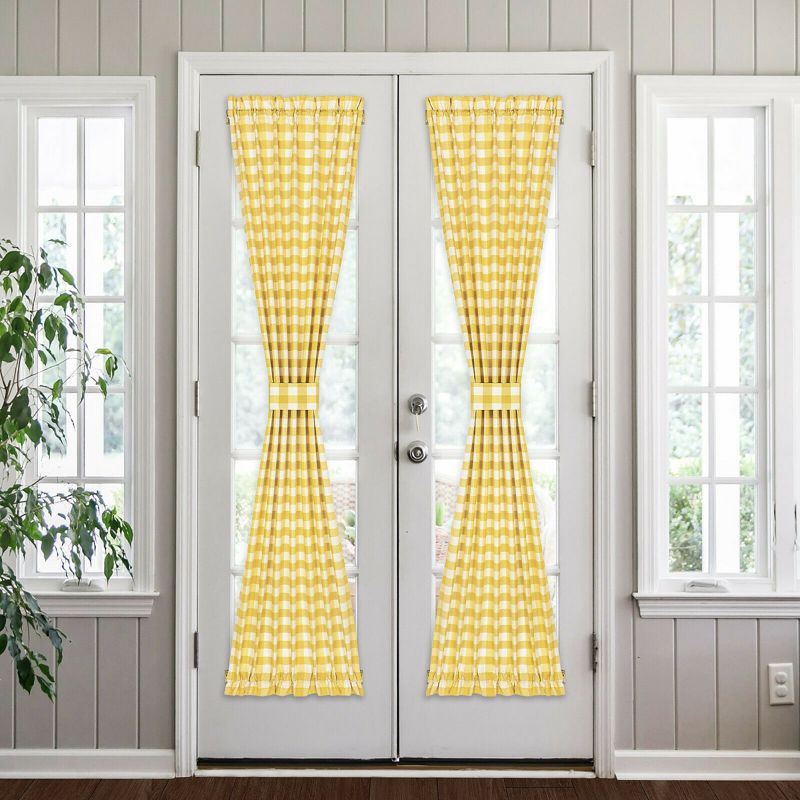 Kate Aurora Plaid Country Farmhouse French Door Curtain Panel With Matching Tieback, 1 of 7