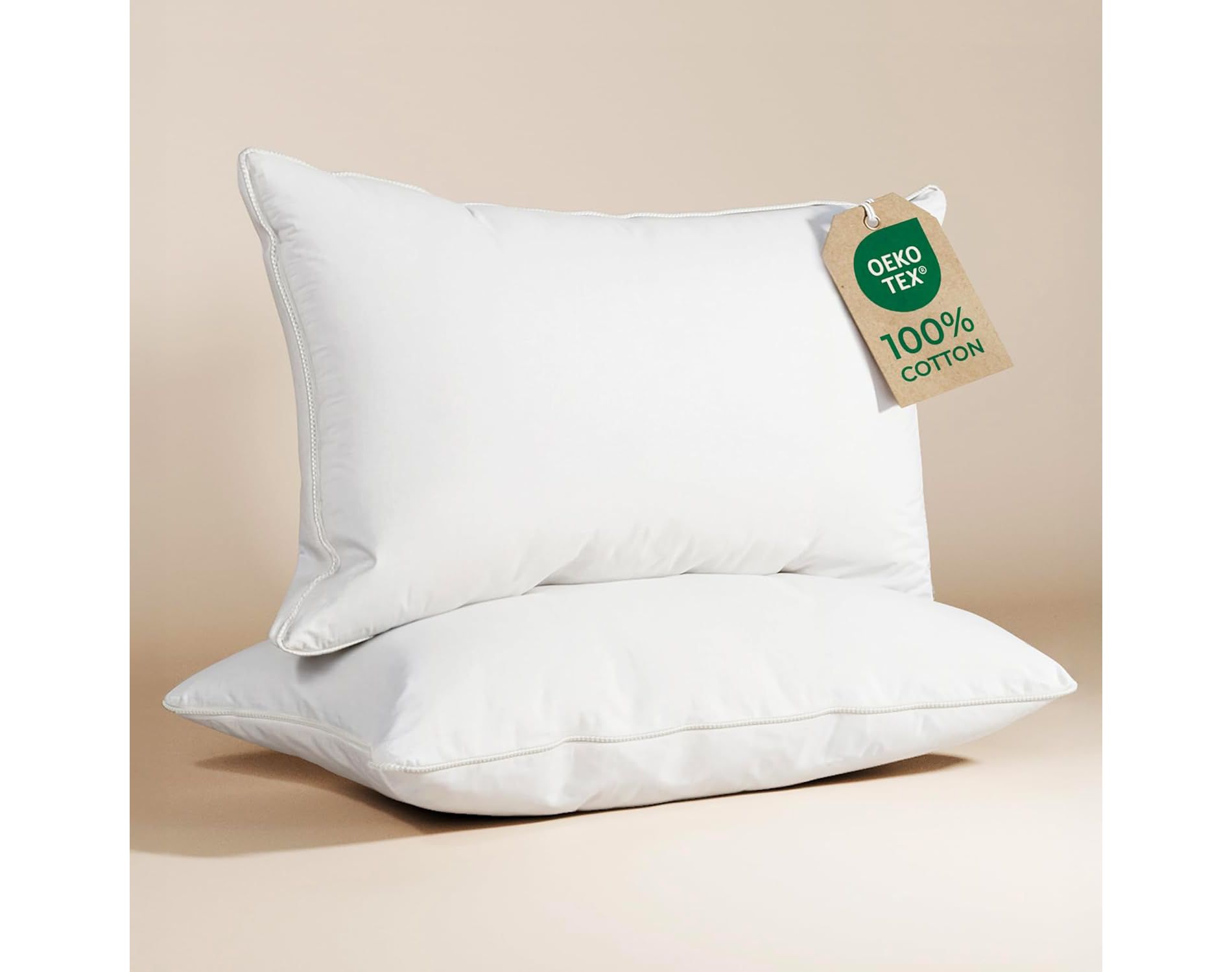 Down Alternative Bed Pillows – 100% Cotton Cover, Soft Hotel Quality Pillows for Side, Back & Stomach Sleepers - CGK Linens
