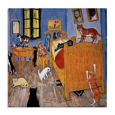 Stupell Industries Cats in Bedroom Classics Parody, 30" x 30"
