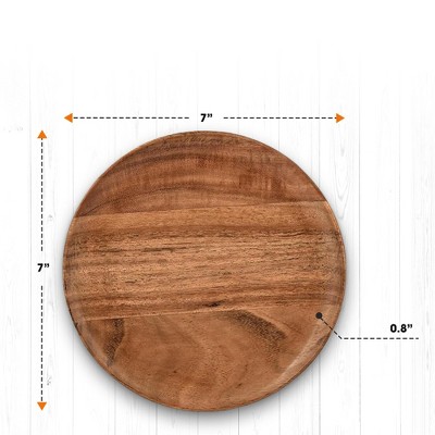 Handcrafted Acacia Wood 7-Inch Dinner Plates Set of 4