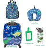 Dinosaur Space Rolling Suitcase Set with Backpack, Neck Pillow, Water Bottle, and Luggage - 2 of 4