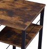 INFURNIC Writing Desk Modern Rectangular Desk with 2-Tier Shelf and Open Metal Base for Home Office, Black Brown, 19"*47"*28" - 2 of 4