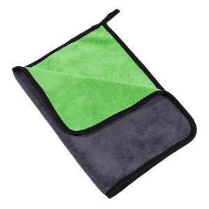 Unique Bargains Microfibre Car Drying Towel 600GSM Highly Absorbent Car Drying Cloth Window Cleaner 11.81"x15.75" Gray Green 1 Pc - 1 of 4