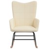 vidaXL Modern Rocking Chair with Armrests - Cream-Colored Fabric Upholstery, Steel Frame and Solid Rubber Wood Construction - 2 of 4