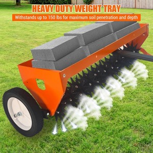 Tow Behind Aerator, 40 Inch Plug Aerator with Universal Hitch, Durable Lawn Aerator Soil Penetrator Tractor with Transport Wheels - 1 of 4