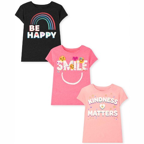 The Children's Place Girls Short Sleeve Positive Graphic Tee 3-Pack Multi S (5/6)