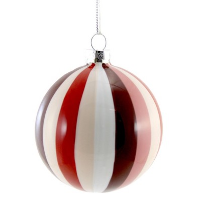 Holiday Ornament 3.5" Tonal Pinwheel Bauble Christmas Candy Ball Stripes  -  Tree Ornaments