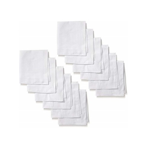 Men's White Cotton Soft Finish Handkerchiefs : Target