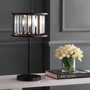 21.5" Metal/Crystal Bevin Table Lamp (Includes LED Light Bulb) Black - JONATHAN Y: Set of 2, E12 Base, Nightstand & End Table Compatible - 1 of 4