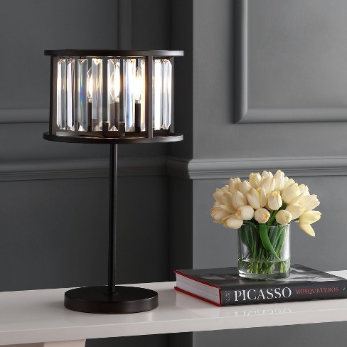 21.5" Metal/Crystal Bevin Table Lamp (Includes LED Light Bulb) Black - JONATHAN Y: Set of 2, E12 Base, Nightstand & End Table Compatible - image 1 of 4