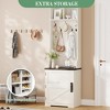 77" Coat Rack Freestanding, Entryway Hall Tree with Shoe Storage, 5 Hooks, 2 Open Cubbies & Shoe Cabinet - 3 of 4