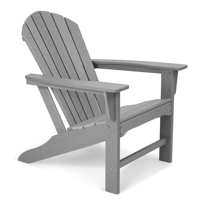 Edyo Living HDPE Plastic Resin Heavy Duty Durable All Weather Outdoor Patio Lawn Adirondack Chair Furniture with Comfortable Contoured Seat, Gray, 1 of 6