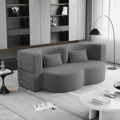 NicBex Convertible Floor Sofa with 2 Pillows Full Size Folding Mattress No Assembly Required Sleeper Sofa Bed for Living Room, Guest Bed
