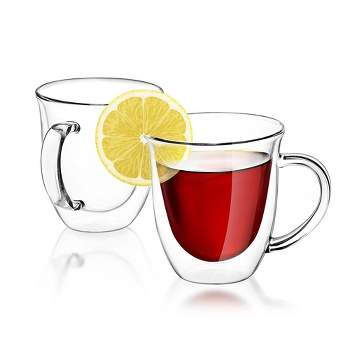 Nutrichef 4 Pcs. Of Clear Glass Coffee Mug - Elegant Clear Glasses With  Convenient Handles, For Hot And Cold Drinks : Target