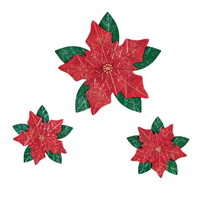 Collections Etc Artificial Poinsettia Decorative Hanging Wall Décor ...