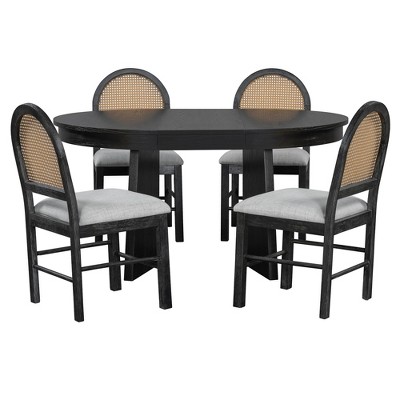 GlasFlength Dining Sets, Stylish and Functional for Family Meals, Designs for Kitchen, Dining Room, Ideal for Gatherings, Black,58”*58”*29.7"