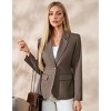 Women's Blazers Cinched Waist Lapel Blazer Jackets Long Sleeve Linen-Texture Dressy Blazer Faux Flap Pockets Formal One Button Suits - 3 of 4
