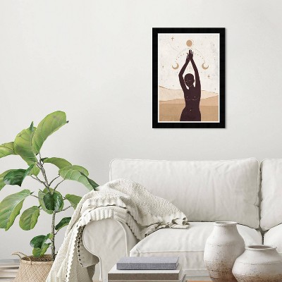 15" x 21" Astral Body Moon and Stars Framed Wall Art Print Black - Wynwood Studio