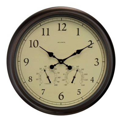 Photo 1 of AcuRite 24 Outdoor/Indoor Wall Clock with Thermometer and Humidity - Weathered Bronze Finish