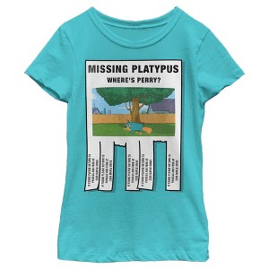Girl's Phineas & Ferb Phineas and Ferb Missing Perry Platypus Poster T-Shirt - 1 of 4