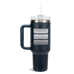 Elanze Designs Grateful. Thankful. Blessed. Block 40 oz. Stainless Steel, Large Water Bottle Coffee Mug, Spill & Leak Resistant, Thermal Travel - 1 of 1