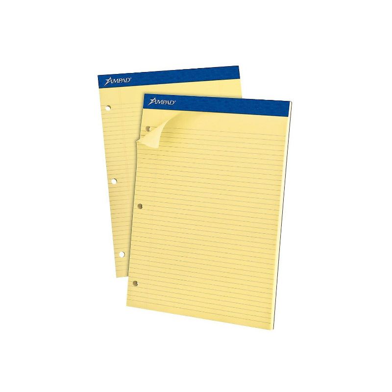 Ampad Double Sheets Pad Narrow/Margin Pad 8 1/2 x 11 3/4 Canary 100 Sheets 20246, 2 of 5