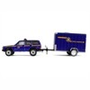 2001 Jeep Cherokee "New York State Police" Blue with Yellow Stripes & Small Cargo Trailer 1/64 Diecast Model Cars by Greenlight - 2 of 4