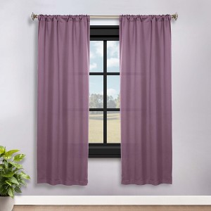 Classic Modern Solid Room Darkening Semi-Blackout Curtains, Rod Pocket, Set of 2 by Blue Nile Mills - 1 of 4