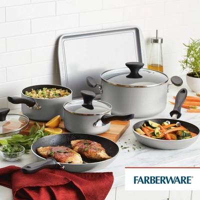 Silver 15-Piece Nonstick Aluminum Cookware Set with Tools
