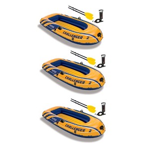 Intex Inflatable 2 Person Floating Boat Raft Set w/ Oars & Air Pump (3 Pack) - 1 of 4