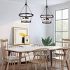 LNC Mocha 3-Light 16" Farmhouse Wagon Wheel Small Tiered Chandelier, Matte Black with Hemp Rope - 4 of 4