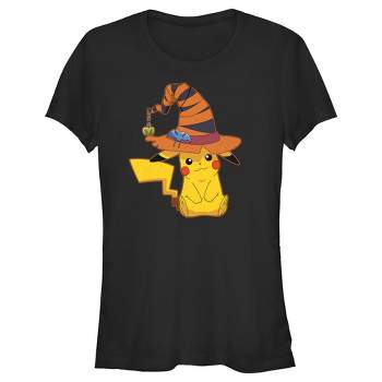 Juniors Womens Pokemon Halloween Pikachu Witch Hat T-Shirt