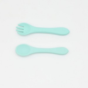 MyKids-USA Baby Food Grade Complementary Food Training Silicone Spoon Fork Sets - 1 of 4