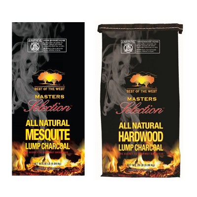 Best of the West All-Natural Mesquite and Hardwood Lump Charcoal for Grilling or Smoking, No Added Preservatives, Includes 2 20-Pound Bags
