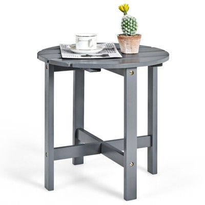 Tangkula 18’’ Outdoor Round Side Table Wooden Coffee Table Suitable for Garden Patio Balcony White/Gray/Black