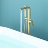 Cobbe Single Handle Freestanding Bathtub Faucet with Swivel Spout and Handheld Shower Floor Standing Bathtub Fill Faucet Brushed Gold - 3 of 4