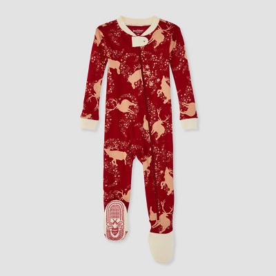 Image of Burt's Bees Baby® Baby Reindeers Organic Cotton Footed Pajama - Red 9M