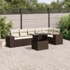 vidaXL 7 Piece Patio Sofa Set with Cushions - Brown and Cream - 2 of 4