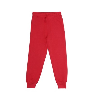 EVERYDAY KIDS Boys Cotton Fleece Sweatpants; Boys’ Activewear Jogger Pants - Soft and Breathable Cotton/Poly Blend, Red