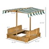 VYNXARIA Wooden Kids Sandbox with Cover, Children Outdoor Sand Box with Foldable Bench Seats, Adjustable Canopy, Bottom Liner for Outdoor, Brown - 4 of 4