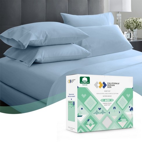 Blue King Bed Sheet Set 100 Cotton, King Bed Sheets 600 Thread Count