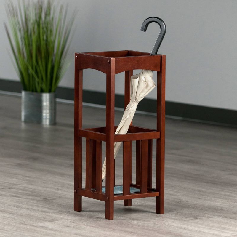 Rex Umbrella Stand with Metal Tray Walnut/Metal - Winsome, 6 of 7