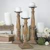 VIP Wood 19.5 in. Brown Turned Wood Pillar Candle Holders Set of 3 - 3 of 4